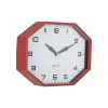 Wandklok Modern Factory Octagon - Rood - 32x32x26cm