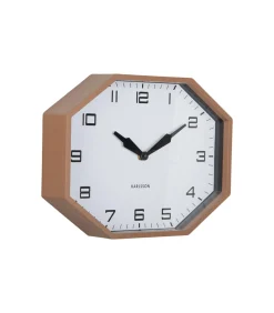 Wandklok Modern Factory Octagon - Bruin - 32x32x26cm