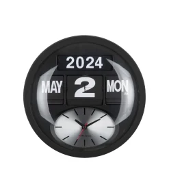 Wandklok Round Flip - Mat zwart - 11x32.6x32.6cm