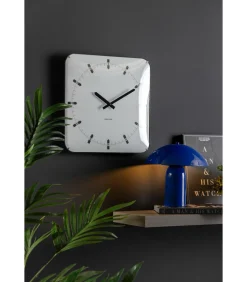 Wandklok Sucinto Dome Square - Wit - 35x35x35cm