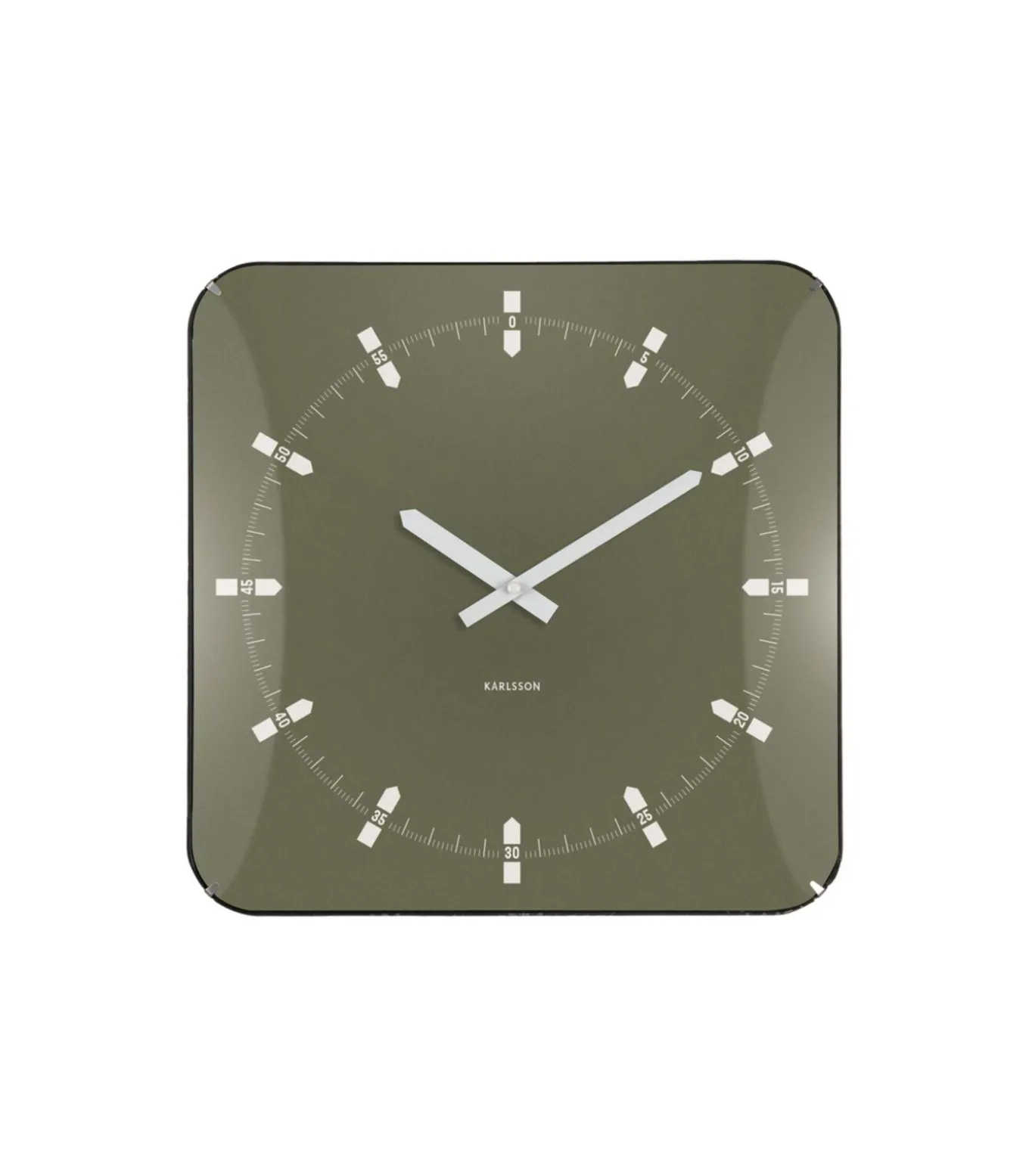 Wandklok Sucinto Dome Square - Groen - 35x35x35cm