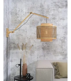 Wandlamp Bhutan - Bamboe/Zwart - 90x40x55cm