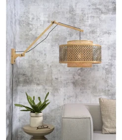 Wandlamp Bhutan - Bamboe/Zwart - 95x50x55cm