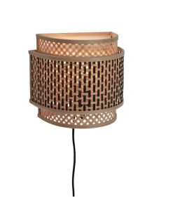Wandlamp Bhutan - Bamboe/Zwart - 24x12x21cm