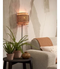 Wandlamp Bhutan - Bamboe/Zwart - 24x12x21cm