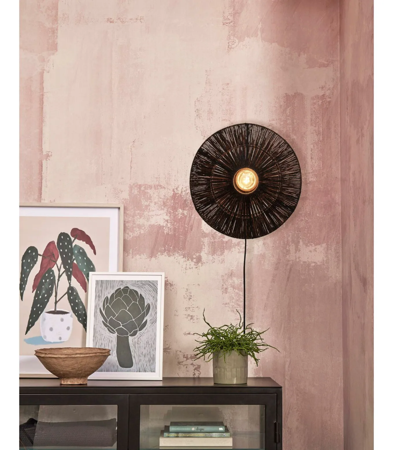 Wandlamp Iguazu - Jute Zwart - Ø40cm