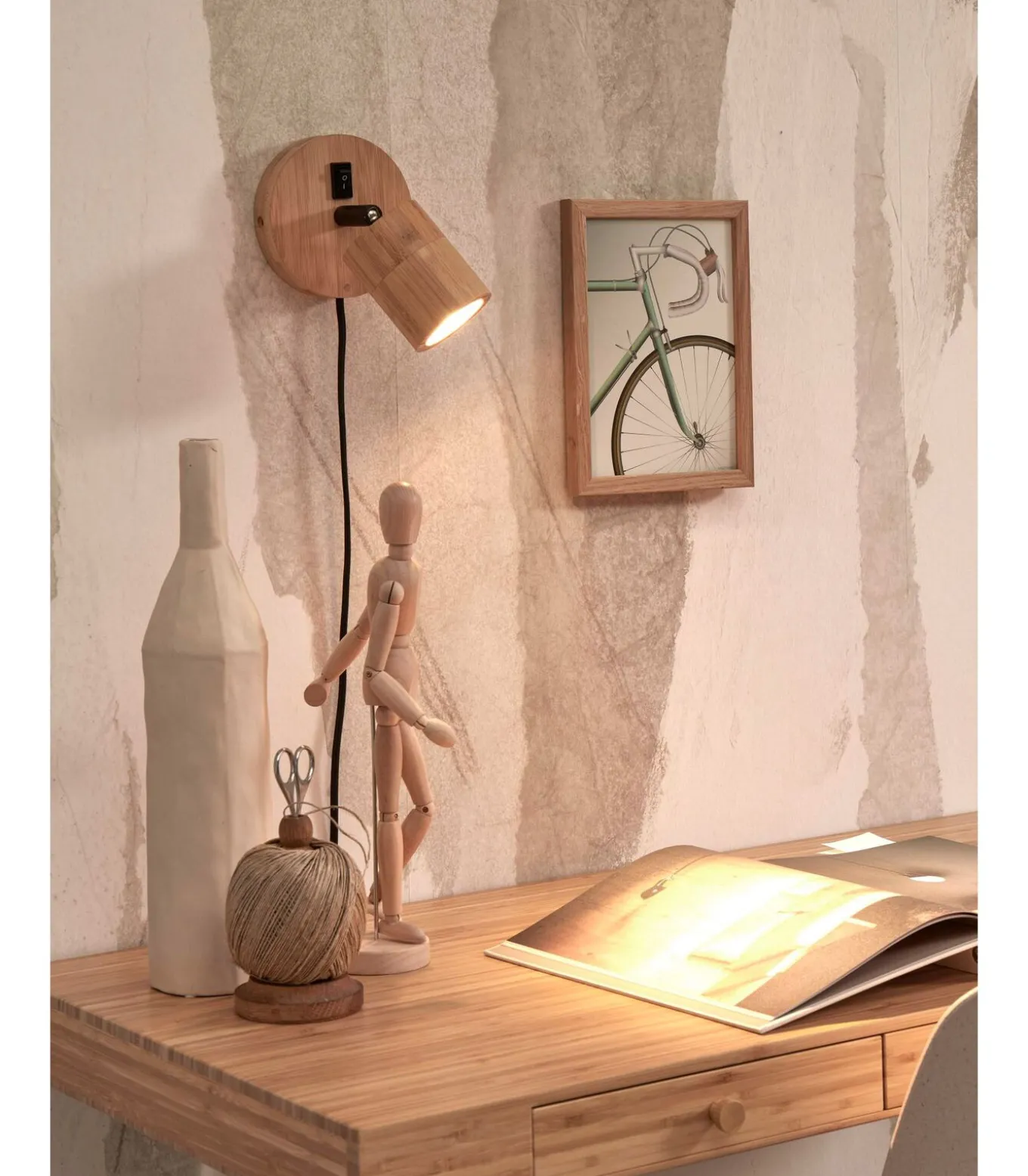 Wandlamp Java - Bamboe - Ø12cm