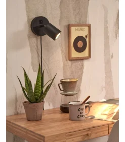 Wandlamp Java - Bamboe Zwart - Ø12cm