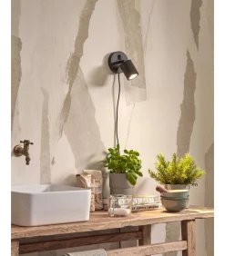 Wandlamp Java - Bamboe Zwart - Ø12cm