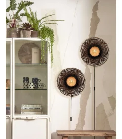 Wandlamp Kalimantan - Bamboe/Zwart - Ø44cm