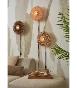 Wandlamp Kalimantan - Zwart/Bamboe - Ø30cm
