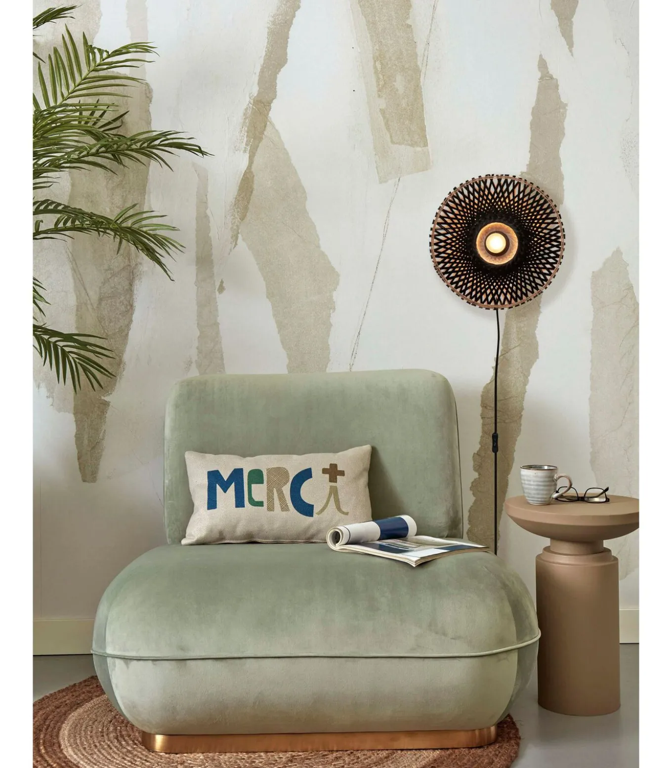 Wandlamp Kalimantan - Zwart/Bamboe - Ø30cm