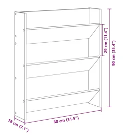 Wandschoenenkast 80x18x90 cm spaanplaat betongrijs