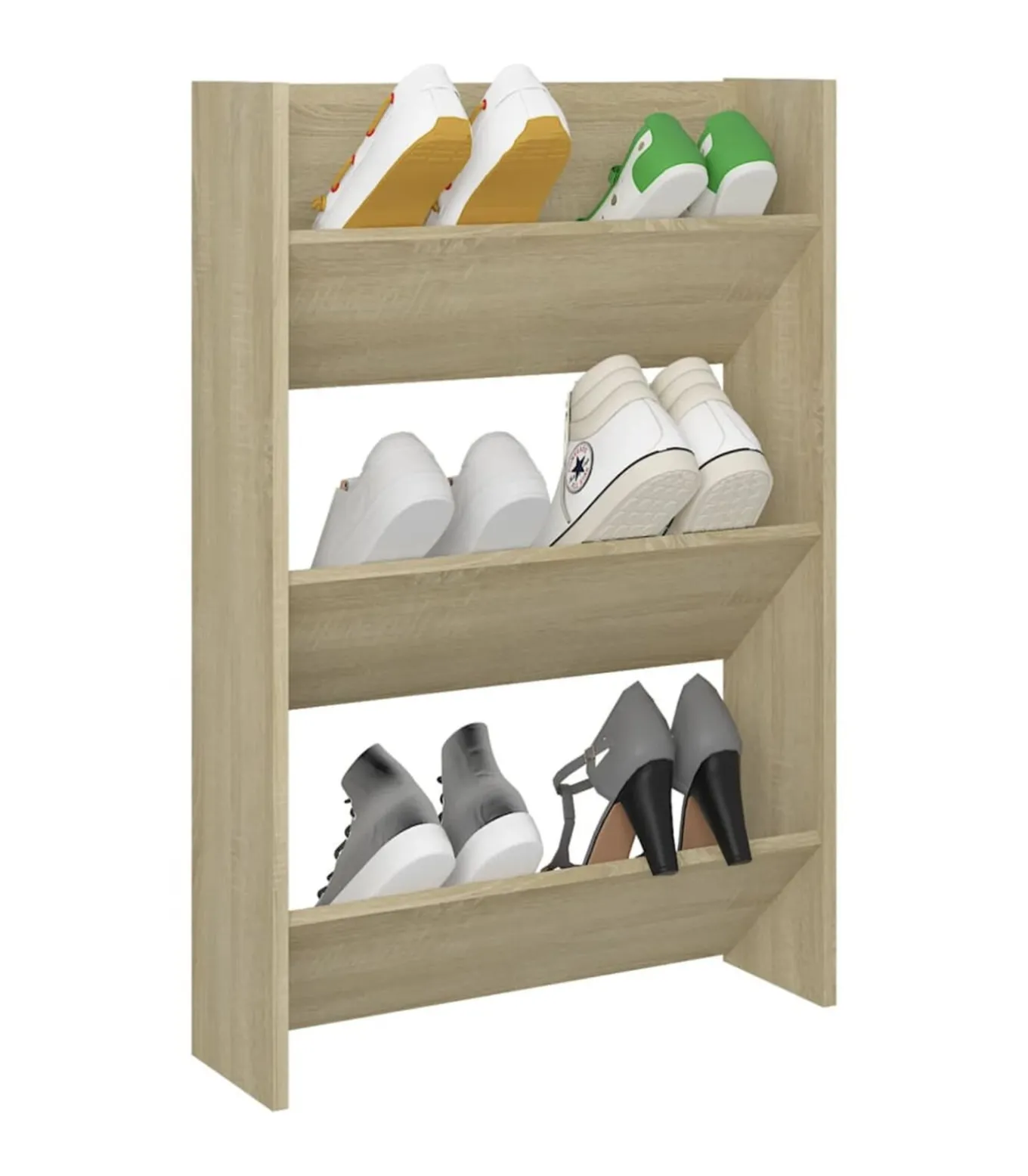 Wandschoenenkast 60x18x90 cm spaanplaat sonoma eikenkleurig