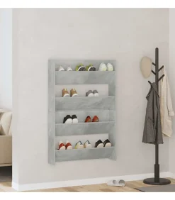 Wandschoenenkasten 2 st 80x18x60 cm spaanplaat betongrijs