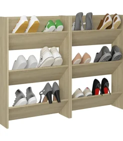Wandschoenenkasten 2 st 60x18x90 cm spaanplaat sonoma eiken