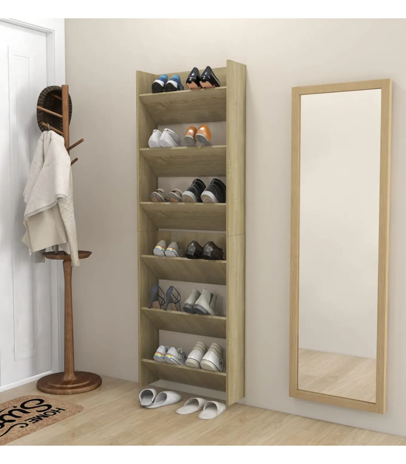 Wandschoenenkasten 2 st 60x18x90 cm spaanplaat sonoma eiken