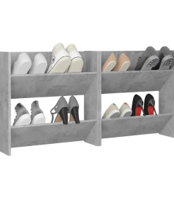 Wandschoenenkasten 2 st 60x18x60 cm spaanplaat betongrijs