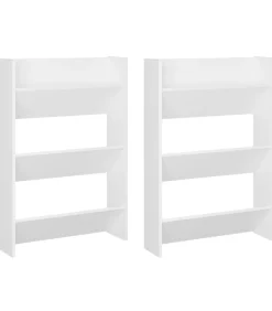 Wandschoenenkasten 2 st 60x18x90 cm spaanplaat wit