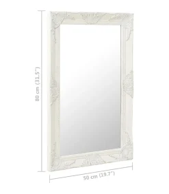 Wandspiegel barok stijl 50x80 cm wit