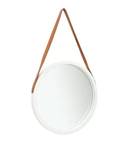Wandspiegel met band 50 cm wit