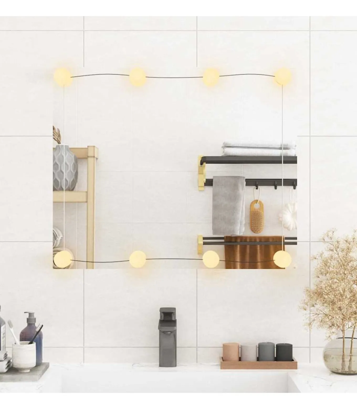 Wandspiegel met LED's rechthoekig 50x60 cm glas