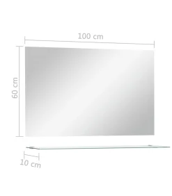 Wandspiegel met schap 100x60 cm gehard glas