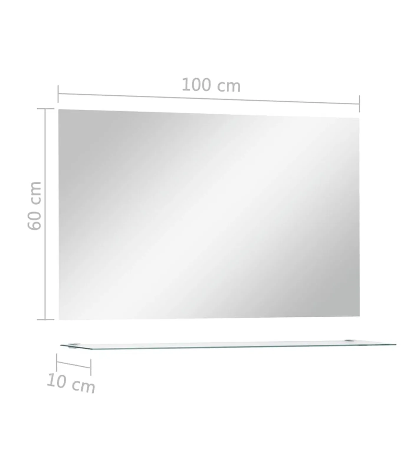 Wandspiegel met schap 100x60 cm gehard glas
