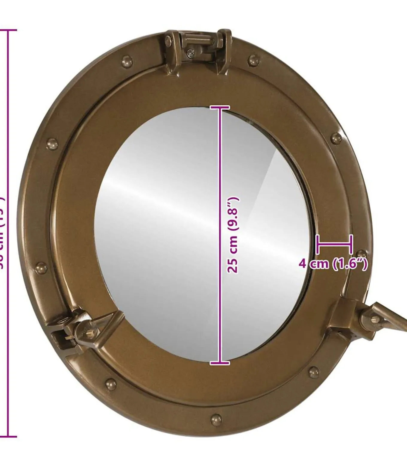 Wandspiegel patrijspoort Ø38 cmaluminium en glas