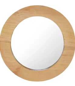 Wandspiegel rond 40 cm teakhout