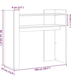 Wandtafel 100x35x90 cm bewerkt hout bruin eikenkleurig