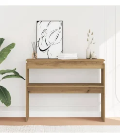 Wandtafel 102x30x80 cm bewerkt hout artisanaal eikenkleur