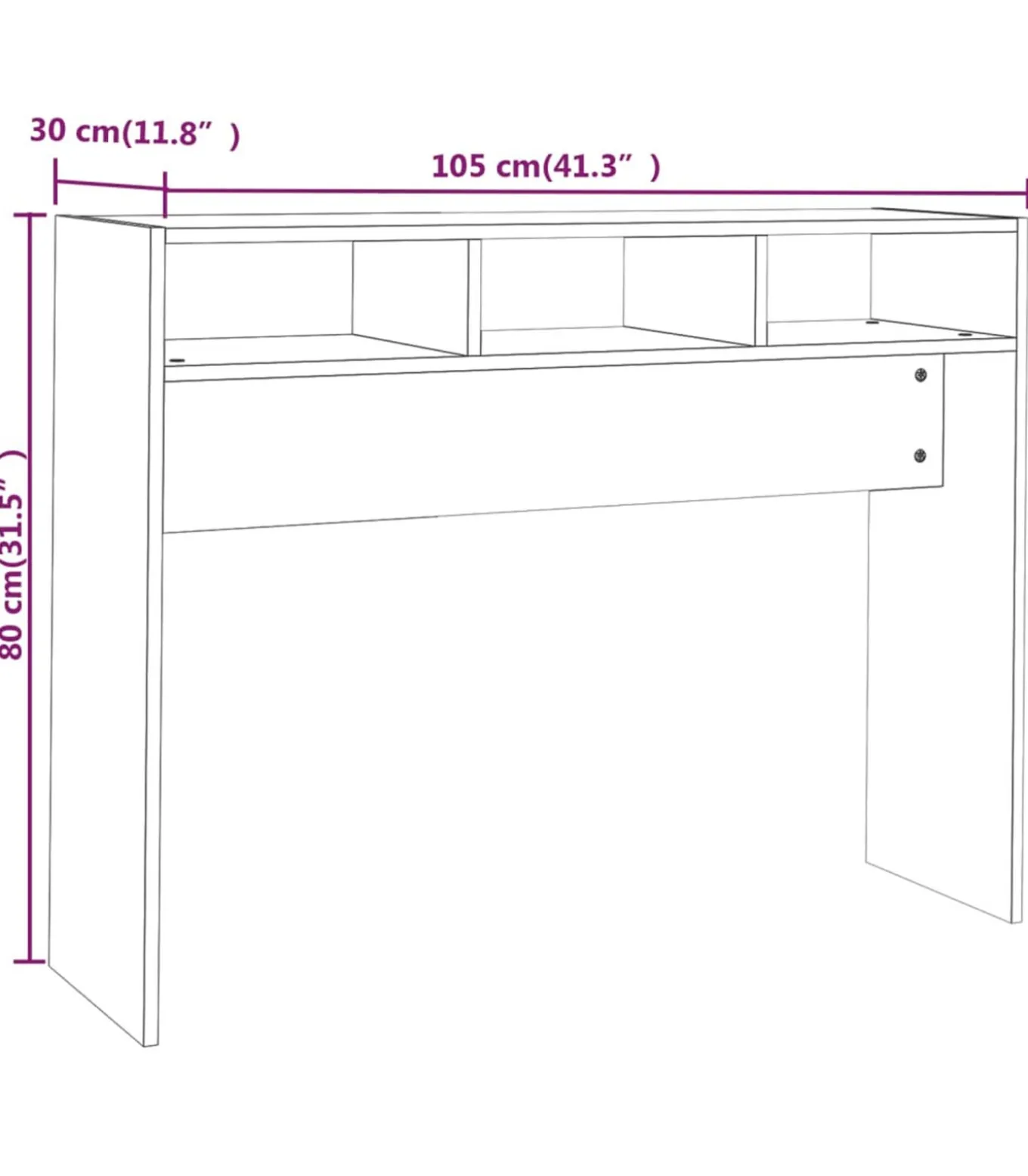 Wandtafel 105x30x80 cm bewerkt hout sonoma eikenkleurig