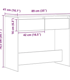 Wandtafel 89x41x76,5 cm bewerkt hout artisanaal eikenkleurig