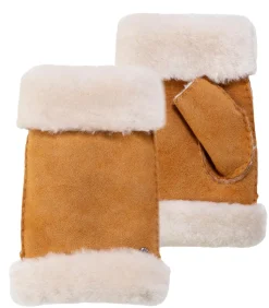 Warme leren dameswanten Caramel