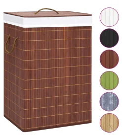 Wasmand met 2 vakken 72 L bamboe bruin