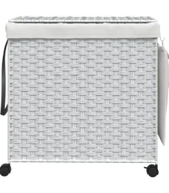 Wasmand op wielen 60x35x60,5 cm rattan wit