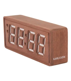 Wekker Solid Wood Engraved - Donkerhout - 20x4.5x8cm