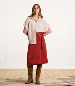 Wikkelrok van ribfluweel terracotta