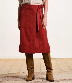 Wikkelrok van ribfluweel terracotta