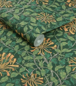 William Morris at Home Vliesbehang - Honeysuckle Verde - 1000x52