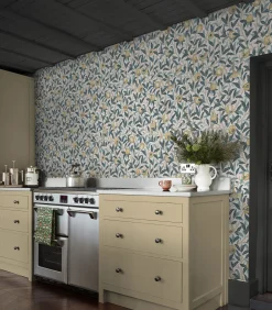 William Morris at Home Vliesbehang - Bird & Pomegranate Cloudy Blues - 1000x52