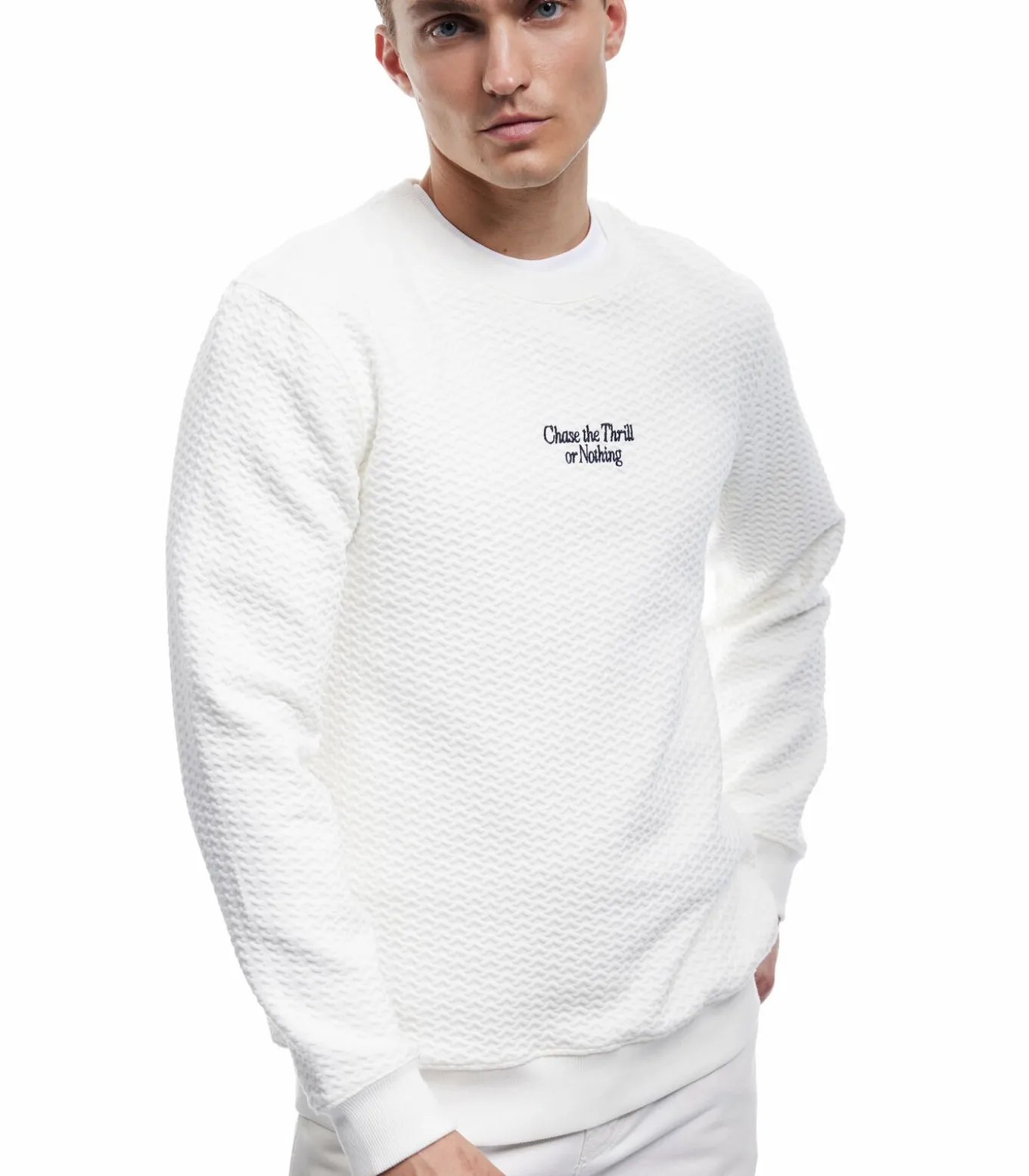 Wit Gestructureerd Sweatshirt Lange Mouwen