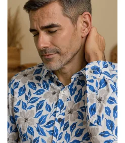 Wit herenoverhemd met bloemen