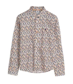 Wit jongensshirt met veelkleurige bloemenprint