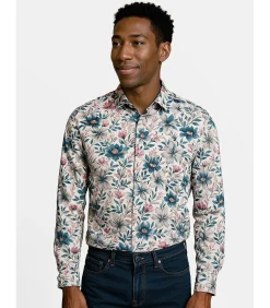 Wit overhemd met bloemenprint voor heren