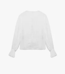 Witte Blouse Met Lange Mouwen En Volants