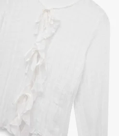 Witte Blouse Met Lange Mouwen En Volants