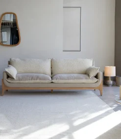 Woodnest - Driezitsbank van massief eiken en linnen