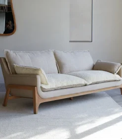 Woodnest - Driezitsbank van massief eiken en linnen